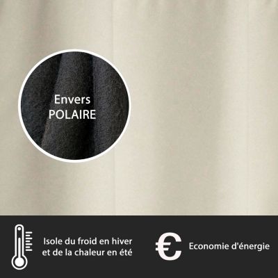 Rideau thermique à œillets blanc écru l.140 x H. 240cm