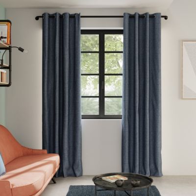 Rideau thermique à œillets bleu marine l.140 x H.260 cm GoodHome Novan