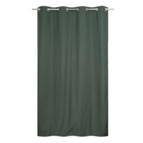 Rideau thermique à œillets effet lin vert L.240 x l.140cm