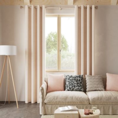 Rideau thermique à œillets effet velours tissé Kulti beige nude l.140 x H.280cm GoodHome