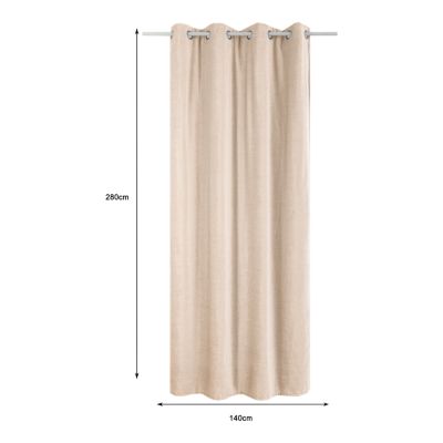 Rideau thermique à œillets effet velours tissé Kulti beige nude l.140 x H.280cm GoodHome