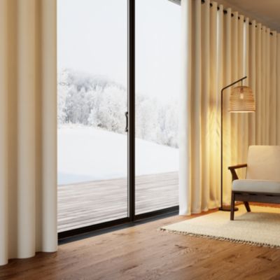 Rideau thermique à œillets effet velours tissé Kulti beige nude l.140 x H.280cm GoodHome