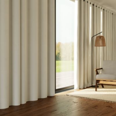 Rideau thermique à œillets effet velours tissé Kulti beige nude l.140 x H.280cm GoodHome