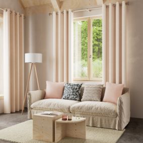 Rideau thermique à œillets effet velours tissé Kulti beige nude L.280 x l.140cm GoodHome