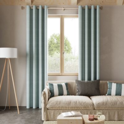 Rideau thermique à œillets effet velours tissé Kulti vert sauge l.140 x H.280cm GoodHome