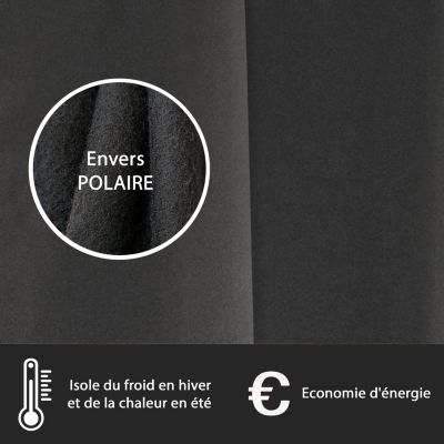 Rideau thermique à œillets gris foncé l.140 x H. 240cm