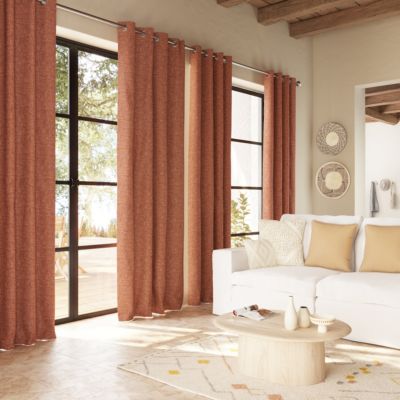 Rideau thermique à œillets terracotta l.140 x H.260 cm GoodHome Novan