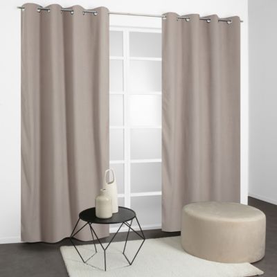 Rideau thermique à œillets velours côtelé beige taupe H.240 x l.135cm JBY Creation