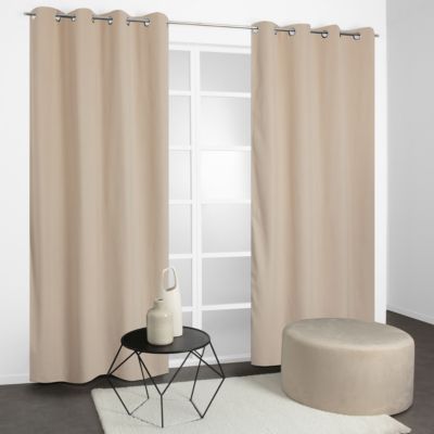 Rideau thermique à œillets velours côtelé blanc écru H.240 x l.135cm JBY Creation