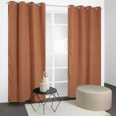 Rideau thermique à œillets velours côtelé marron camel H.240 x l.135cm JBY Creation
