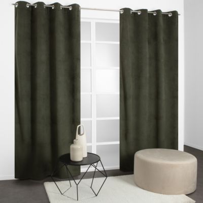 Rideau thermique à œillets velours côtelé vert H.240 x l.135cm JBY Creation
