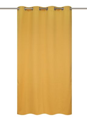 Rideau thermique à oeillets effet lin jaune ocre L.240 x l.140cm Ornami
