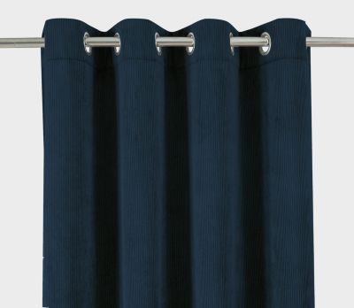 Rideau thermique à oeillets Farm velours bleu marine l.140 x H.260 cm Tendence