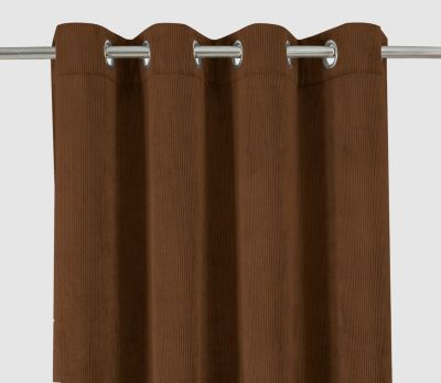 Rideau thermique à oeillets Farm velours marron camel l.140 x H.260 cm Tendence