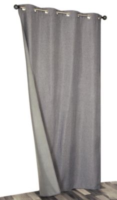 Rideau thermique à oeillets gris chiné l.135 x H.240 cm