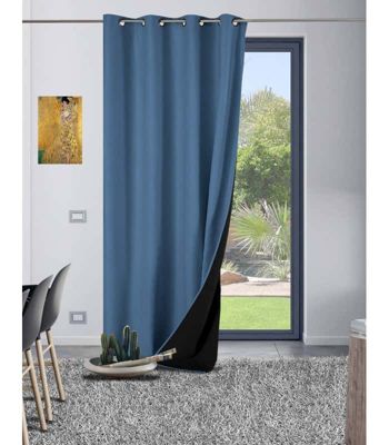 Rideau thermique aspect velours "Galena" - 140x260cm - Bleu