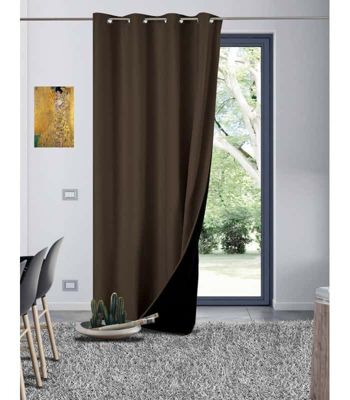 Rideau thermique aspect velours "Galena" - 140x260cm - Chocolat