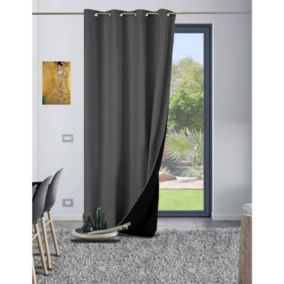 Rideau thermique aspect velours "Galena" - 140x260cm - Gris anthracite