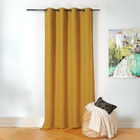 Rideau thermique au style bouclette (140x260 cm - Jaune moutarde)