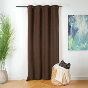 Rideau thermique au style bouclette (140x260 cm - Marron chocolat)