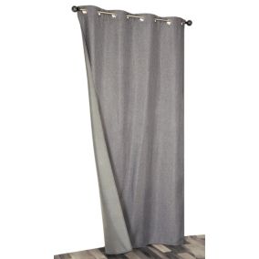 Rideau thermique effet chiné l.135 x H.240 cm gris anthracite