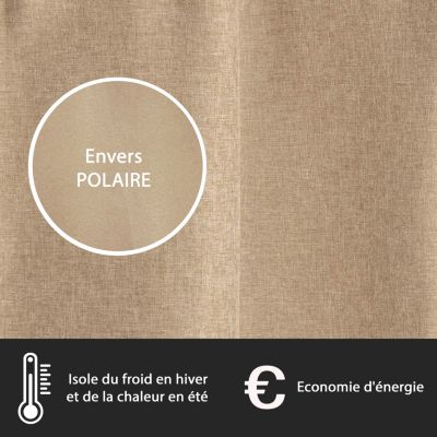 Rideau thermique effet chiné l.135 x H.240 cm marron taupe