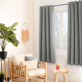 Rideau thermique en microfibre doublée (135x180 cm - Gris clair)