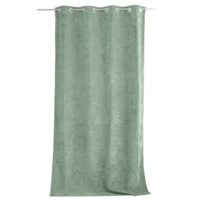 Rideau thermique en velours doublé polaire (140x260 cm - Céladon)