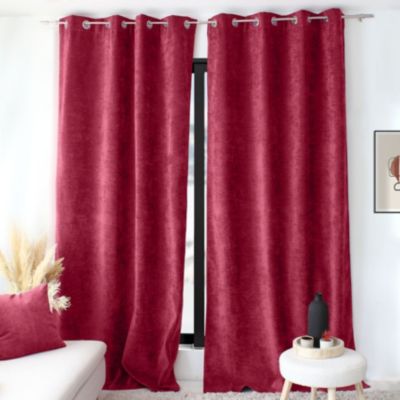 Rideau thermique en velours doublé polaire (140x260 cm - Rouge foncé)