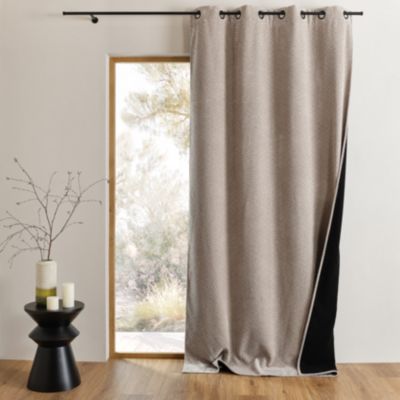 Rideau thermique et obscurcissant bouclette chinée (140x260 cm - Taupe)