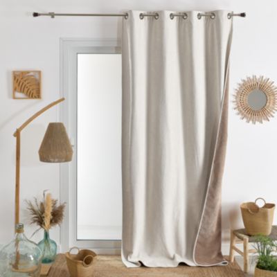 Rideau thermique et occultant double face aspect doudou (140x260 cm - Ecru)