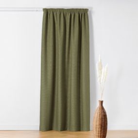 Rideau Thermique à Galon Fronceur  - Effet Bouclette (140x260 cm - Vert Olive)