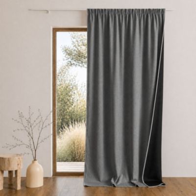 Rideau thermique phonique et semi occultant à galons fronceurs KONFOR (140x260 cm - Gris anthracite)