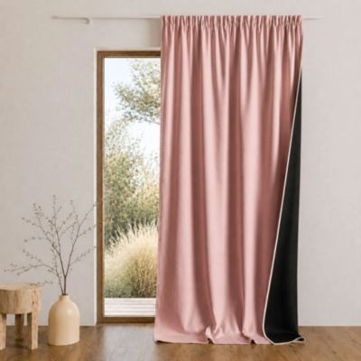 Rideau thermique phonique et semi occultant à galons fronceurs KONFOR (140x260 cm - Rose)