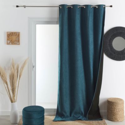 Rideau thermique phonique et semi occultant KONFOR (140x180 cm - Bleu Paon)