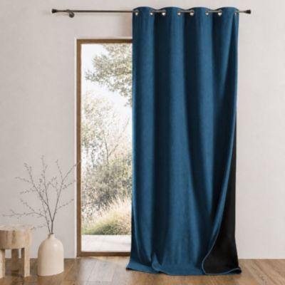 Rideau thermique phonique et semi occultant KONFOR (140x180 cm - Bleu Paon)