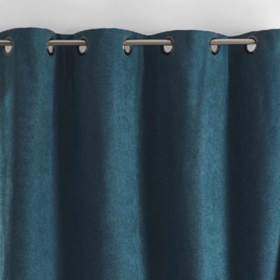 Rideau thermique phonique et semi occultant KONFOR (140x180 cm - Bleu Paon)