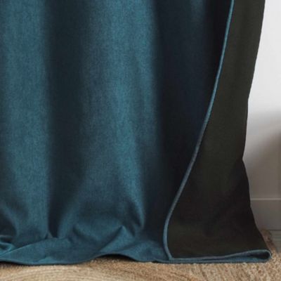 Rideau thermique phonique et semi occultant KONFOR (140x180 cm - Bleu Paon)
