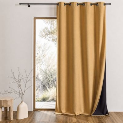 Rideau thermique phonique et semi occultant KONFOR (140x180 cm - Jaune Ocre)