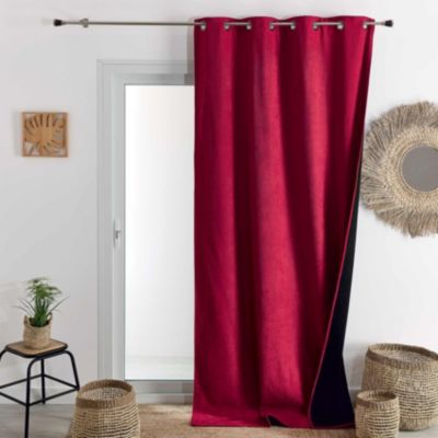 Rideau thermique phonique et semi occultant KONFOR (140x180 cm - Rouge)
