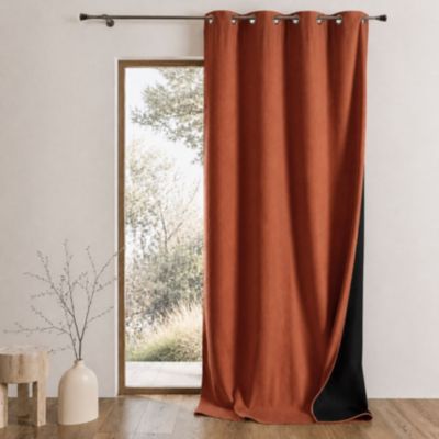 Rideau thermique phonique et semi occultant KONFOR (140x180 cm - Terracotta)