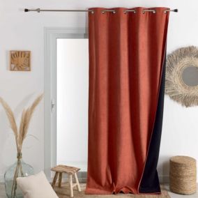 Rideau thermique phonique et semi occultant KONFOR (140x180 cm - Terracotta)