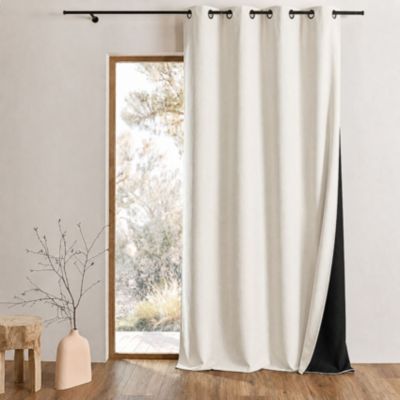 Rideau thermique phonique et semi occultant KONFOR (250x260 cm - Blanc cassé)