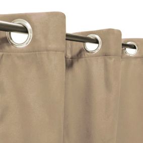 Rideau Thermique suédine doublé Polaire 140x180cm, Prêt à Poser Spécial petite hauteur, Taupe