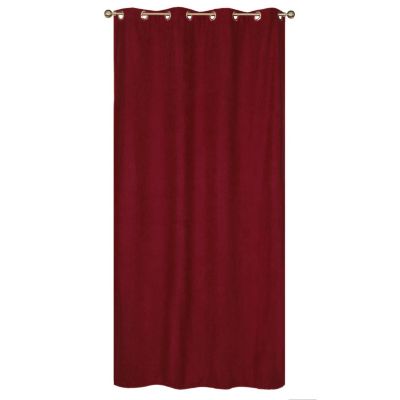 Rideau Thermique suédine doublé polaire 140x240cm, Prêt a Poser, Bordeaux