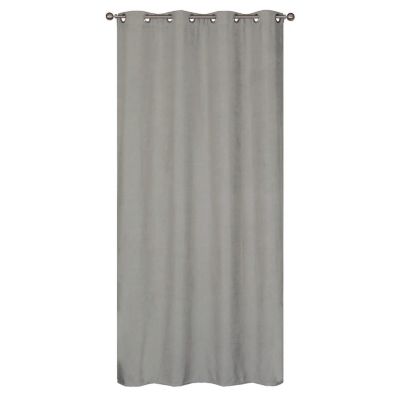Rideau Thermique suédine doublé polaire 140x240cm, Prêt a Poser, Gris
