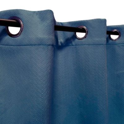 Rideau Thermique Velours frappé doublé polaire à œillets 140x240cm prêt a poser, Bleu Indigo