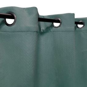 Rideau Thermique Velours frappé doublé polaire à œillets 140x240cm prêt a poser, Vert