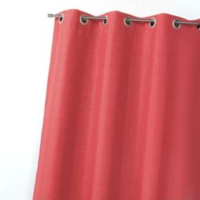 Rideau toile uni aspect naturel (140x260 cm - Rouge)