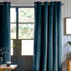 Rideau toucher velours bleu intense 140x250
